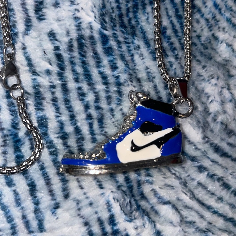 NEW Blue nike Jordan forces sterling silver chain